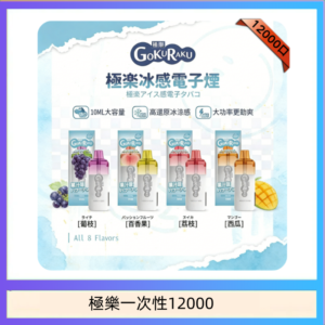 【8種口味】極楽 12000口一次性電子煙|超大容量 |口感絲滑|新品