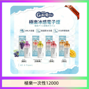 【8種口味】極楽 12000口一次性電子煙|超大容量 |口感絲滑|新品